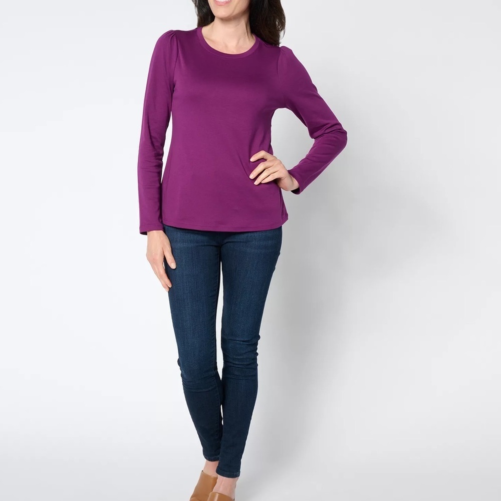Isaac mizrahi live purple long sleeve basic shirt